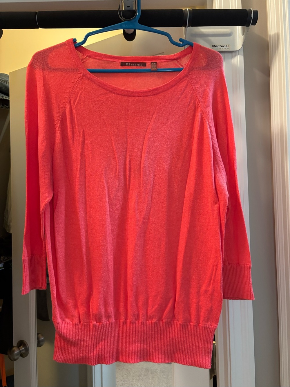 525 America Coral Scoop Neck Lightweight Sweater